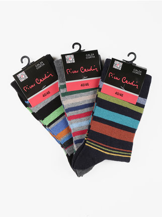 Striped men's short socks  pack of 3 pairs