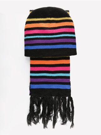 Striped scarf and hat set