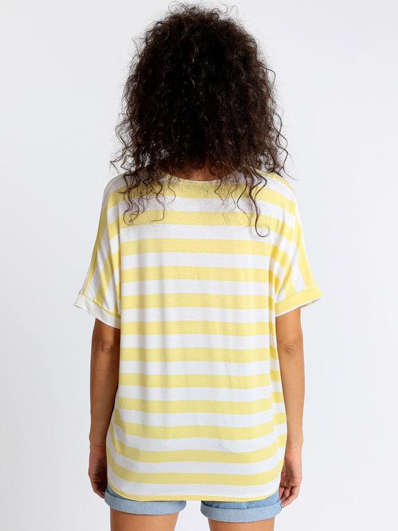 Striped T-shirt with batwing sleeves