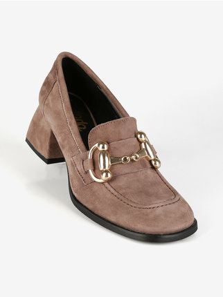 Suede loafers with heel