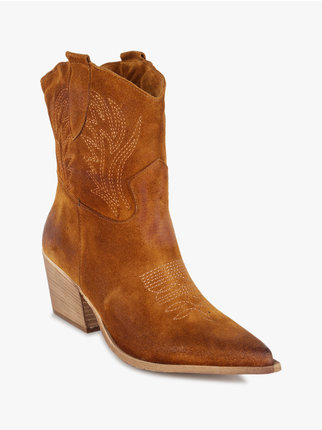Suede Texan ankle boots