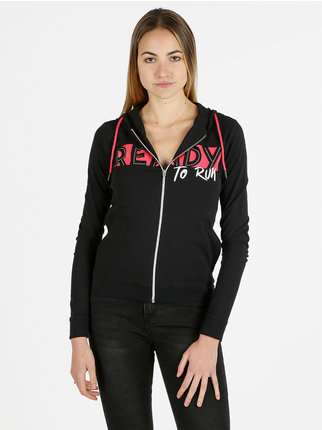 Sweat-shirt sportif femme avec capuche et zip