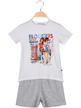 T-shirt avec imprimé dessins et strass + short  costume d'été en coton