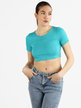 T-shirt cropped donna a costine