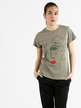 T-shirt da donna decorata con perline e strass