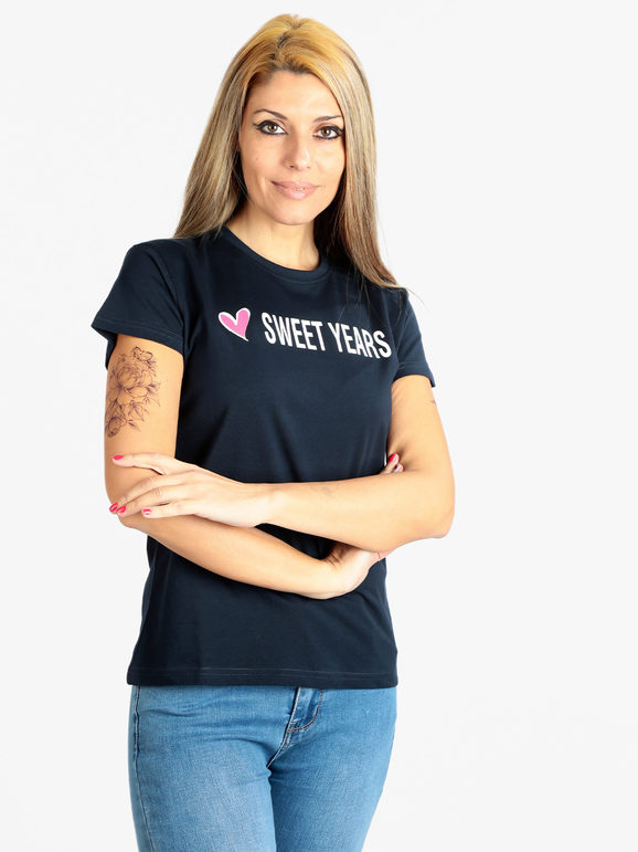 T-shirt donna a maniche corte con scritta