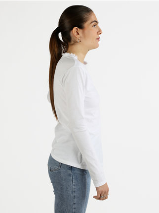 T-shirt donna a maniche lunghe con taschino