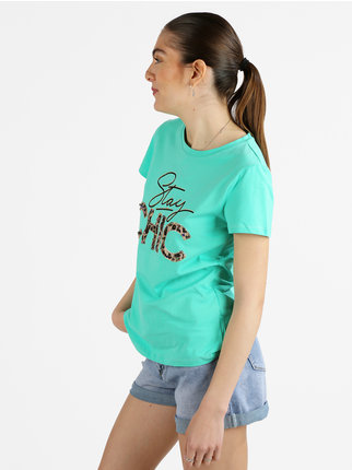 T-shirt donna decorata con pietre e strass