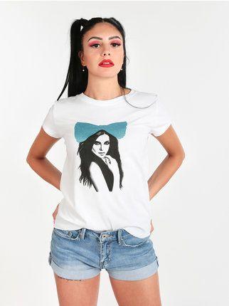 T-shirt donna in cotone con disegno
