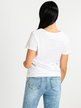 T-shirt donna in cotone con scritta e borchie
