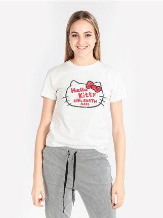 T-shirt donna in cotone con stampa