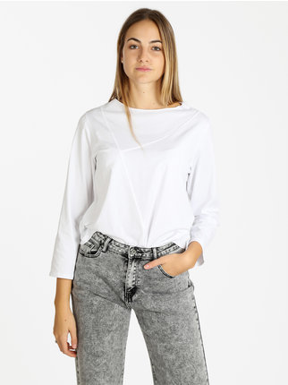 T-shirt donna in cotone maniche lunghe