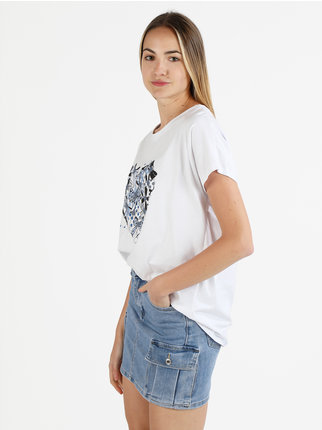 T-shirt donna oversize con stampa cuore