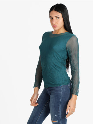 T-shirt femme à manches transparentes