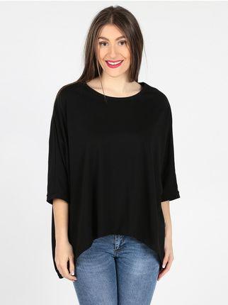 T-shirt femme asymétrique à manches chauve-souris