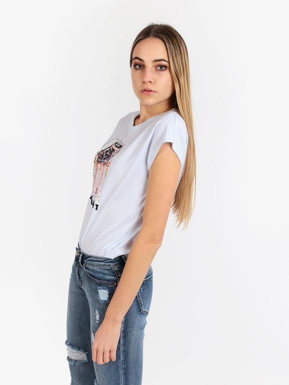T-shirt femme avec dessin et strass