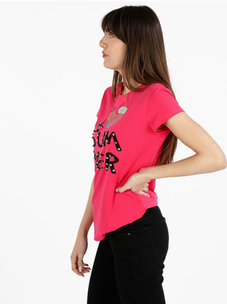 T-shirt femme avec imprimé et strass