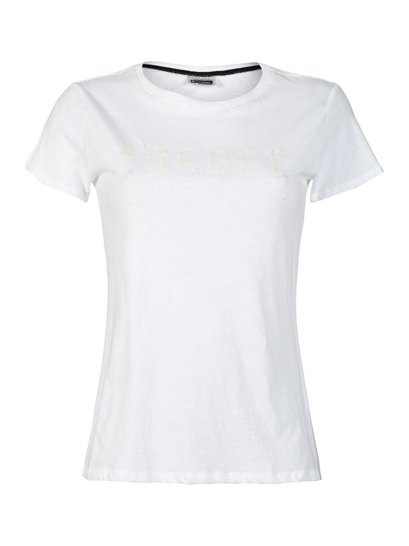 T-shirt femme avec imprimé logo pailleté