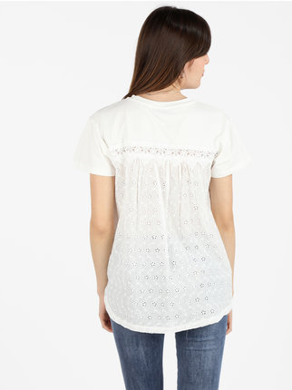 T-shirt femme col rond avec applications de strass