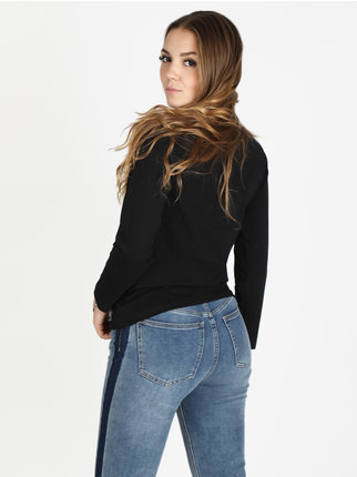 T-shirt femme en coton à manches longues