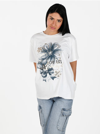 T-shirt femme en coton avec imprimé