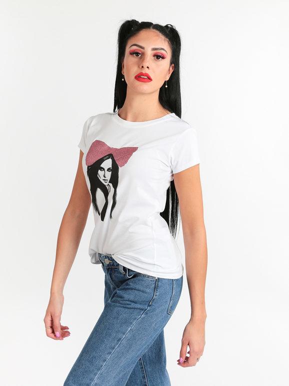 T-shirt femme en coton avec motif