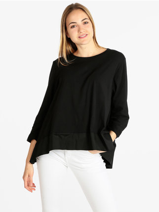 T-shirt femme oversize en coton à manches longues