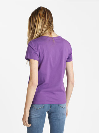 T-shirt femme unicolore à manches courtes