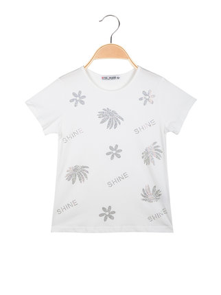 T-shirt fille fleurs strass