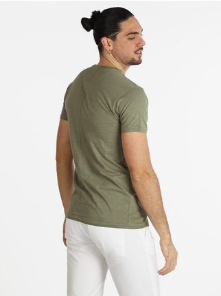 T-shirt in cotone manica corta con taschino da uomo