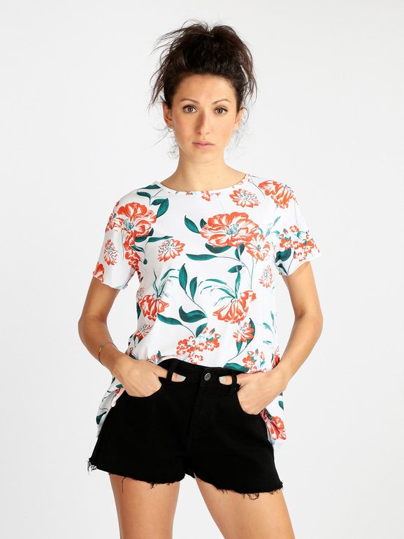 T-shirt manica corta donna a fiori