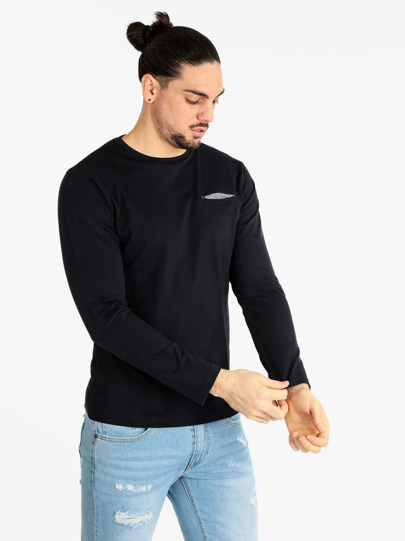T-shirt manica lunga uomo con taschino