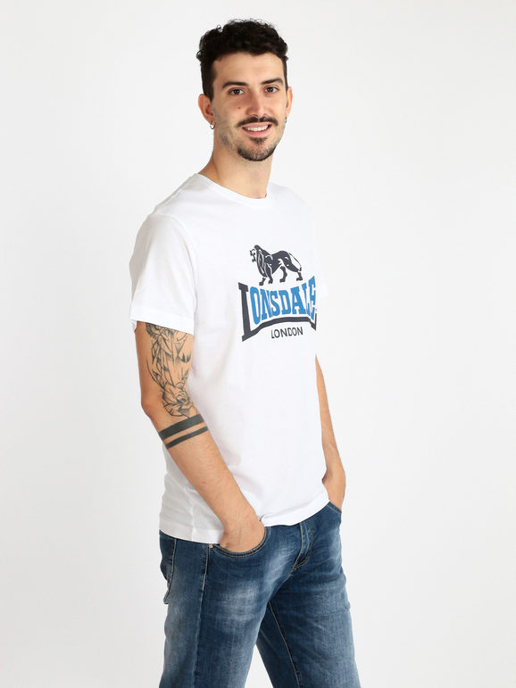 T-shirt uomo in cotone con stampa scritta 
bolla