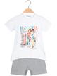 T-shirt with drawings + shorts 2-piece cotton suit