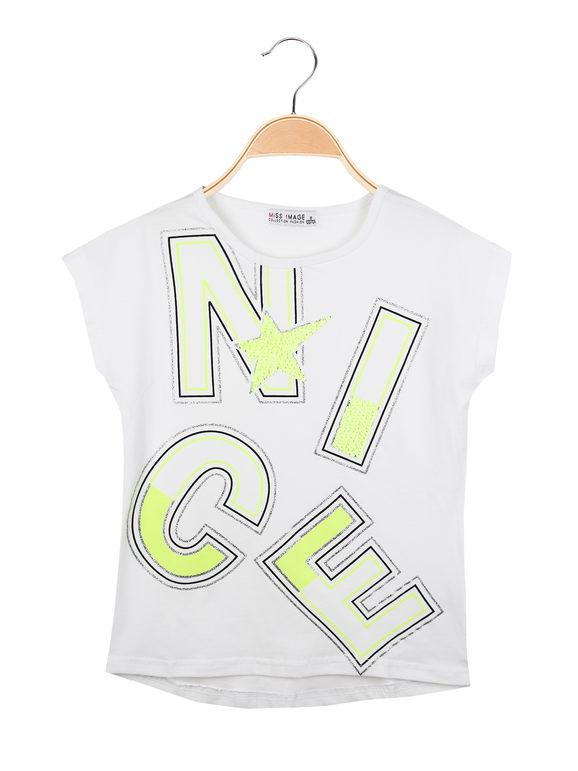 T-shirt with lettering and sequins