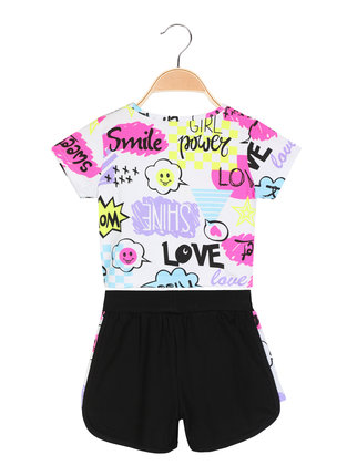 T-shirt with prints + shorts for girl