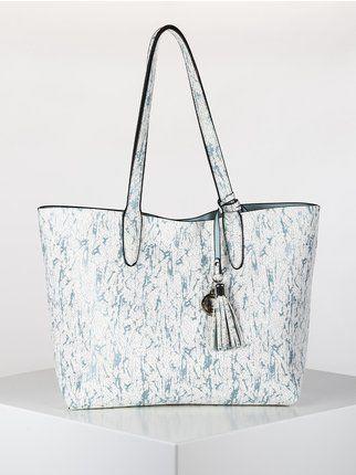 Textured faux leather tote bag