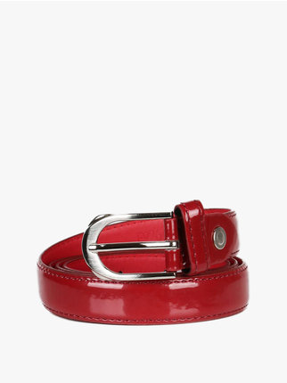Thin patent leather belt