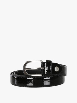 Thin patent leather belt