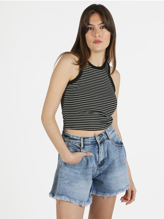 Top cropped donna a righe
