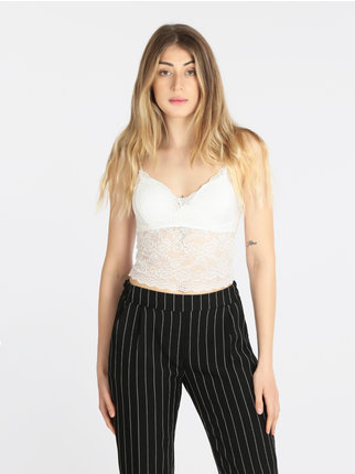 Top cropped in pizzo donna