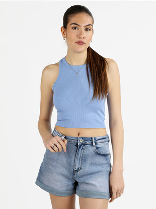 Top donna cropped a costine
