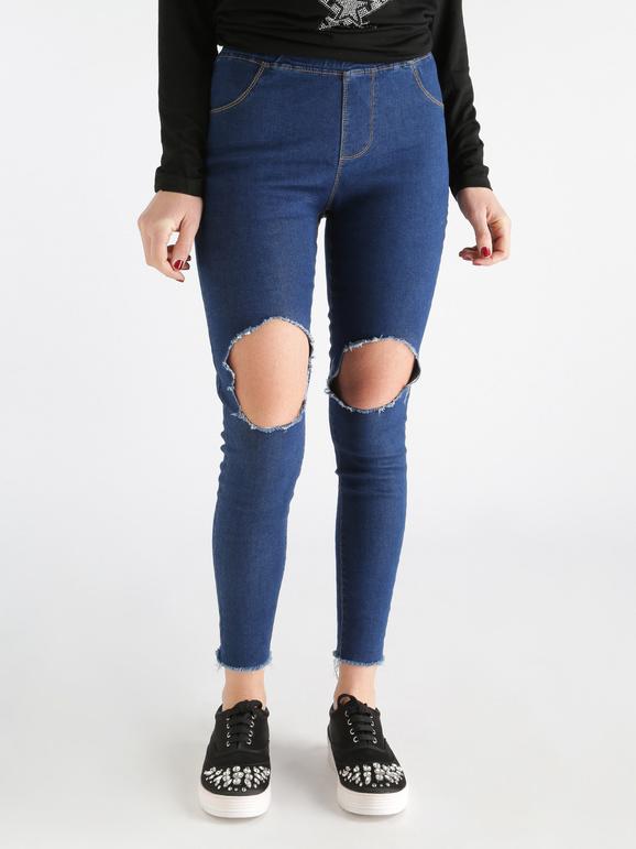 Torn jeggings with pockets