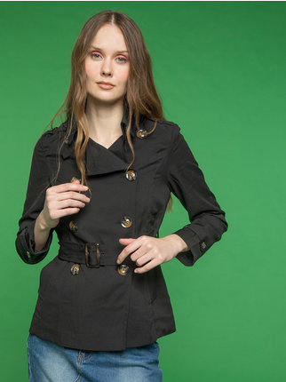 Trench court femme double boutonnage