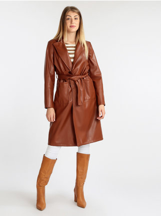 Trench lungo donna in ecopelle