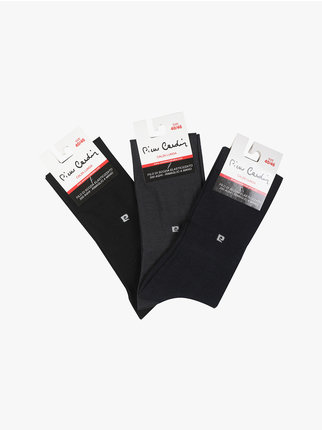 Trio of long socks for men in lisle