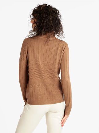 Turtleneck sweater with worked texture