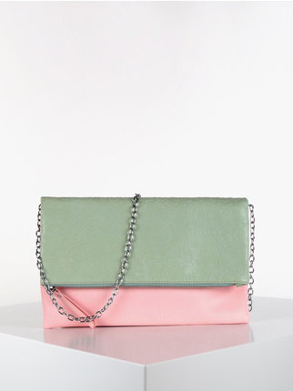 Two-tone eco-leather clutch bag