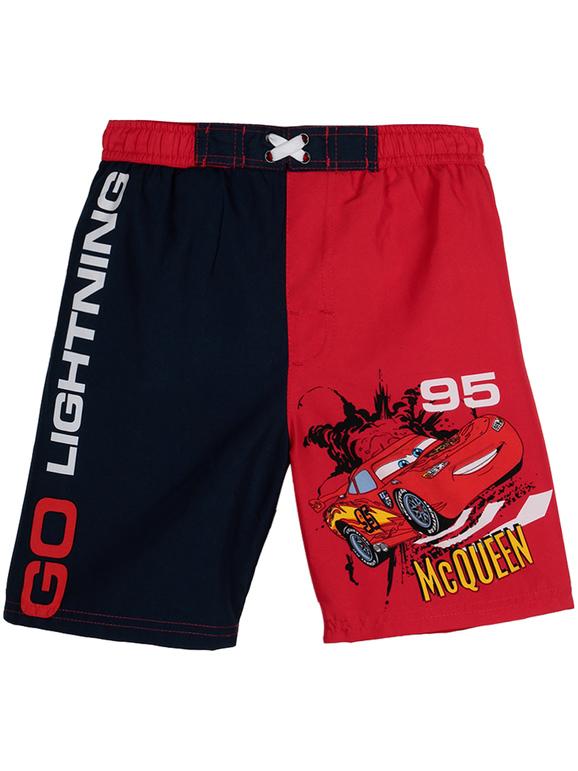 Two-tone swim shorts with cars print