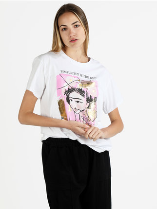 Übergroßes Damen-T-Shirt mit Zeichnungsdruck